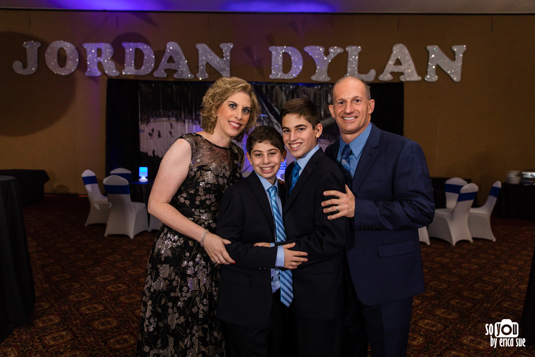 mitzvah reception room family portrait