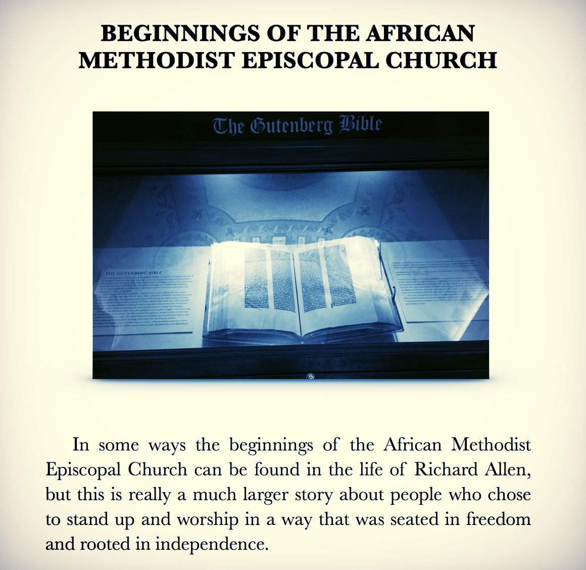 Beginnings of the African Methodist Episcopal Church