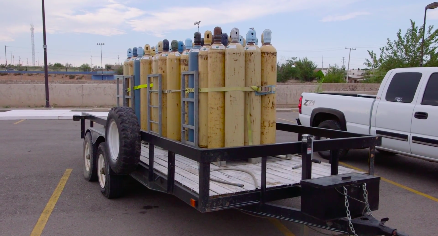 Postcommodity, Repellent Fence (still from video), 2015. Image courtesy of Postcommodity.