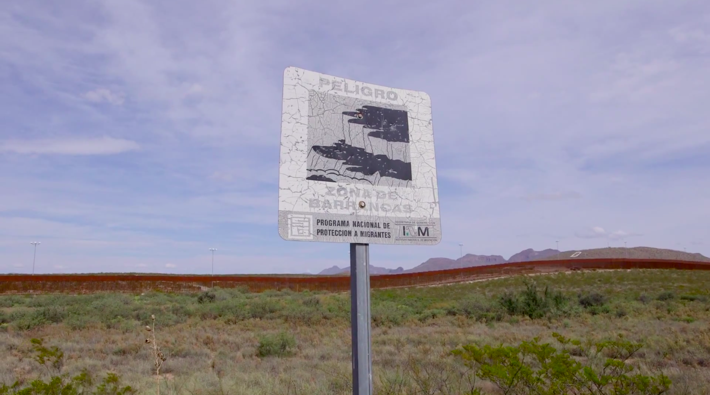 Postcommodity, Repellent Fence (still from video), 2015. Image courtesy of Postcommodity.
