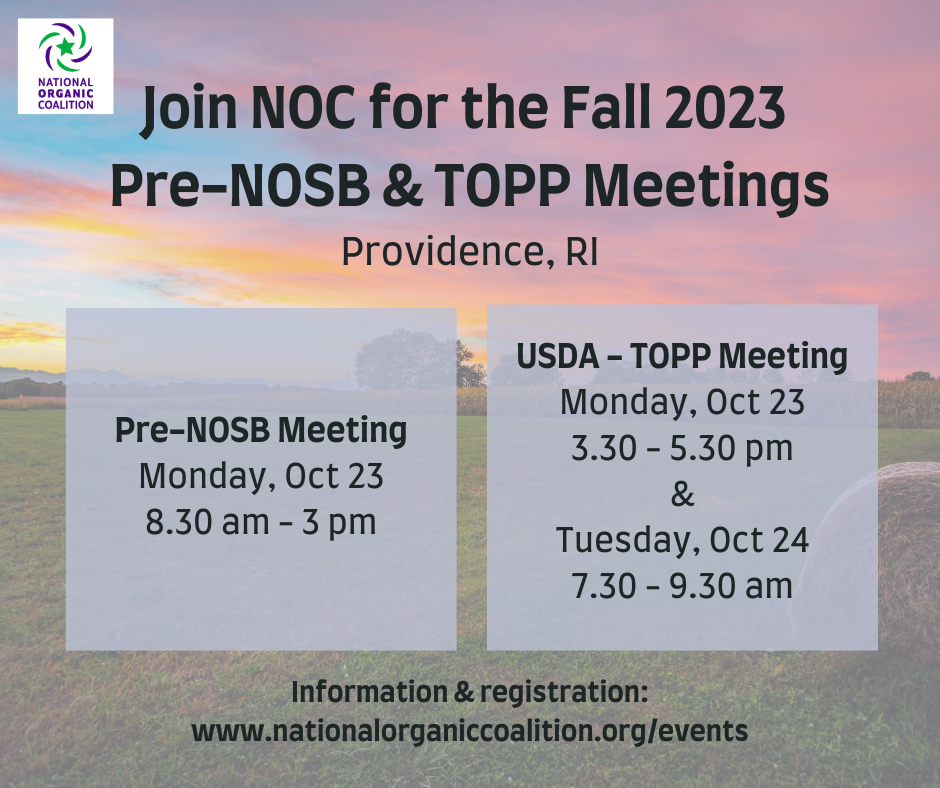 NOC Hosts Pre-NOSB &amp; TOPP Meetings in Providence, RI on October 23 &amp; 24, 2023