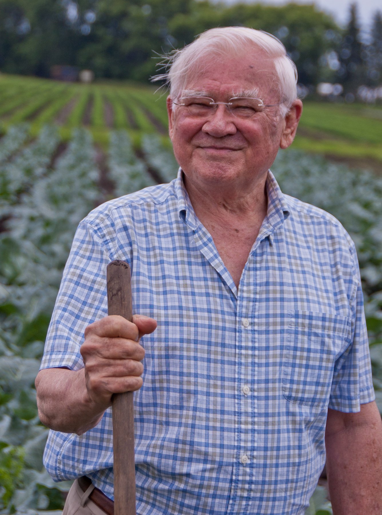  Roger, at heart a farmer, hoeing on an organic farm. 2016 