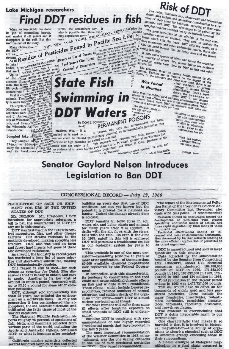  An excerpt from the Congressional Record: Senator Gaylord Nelson Introduces Legislation to Ban DDT. 1966 (full document available at  www.rogerblobaum.com ) 