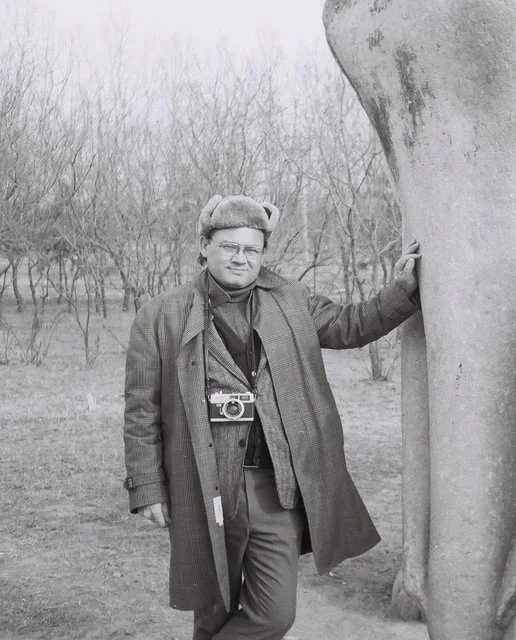  Roger with elephant statue during first trip to China in 1975 