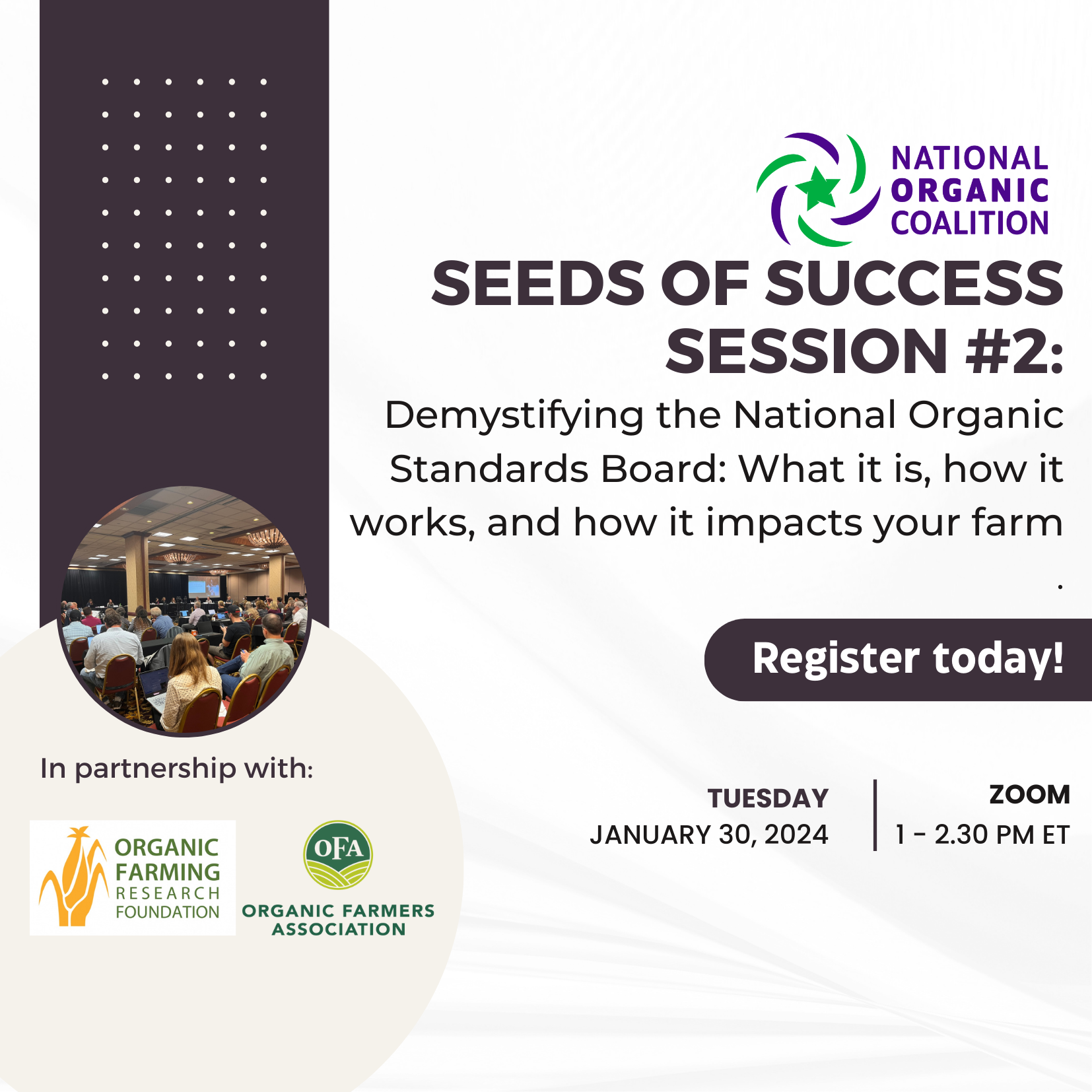 Join us for a conversation on demystifying the National Organic Standards Board January 30 @ 1 pm ET! 