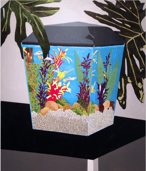 Bradley Kerl, Fish Tank (Gray Scale), 2014, oil on panel