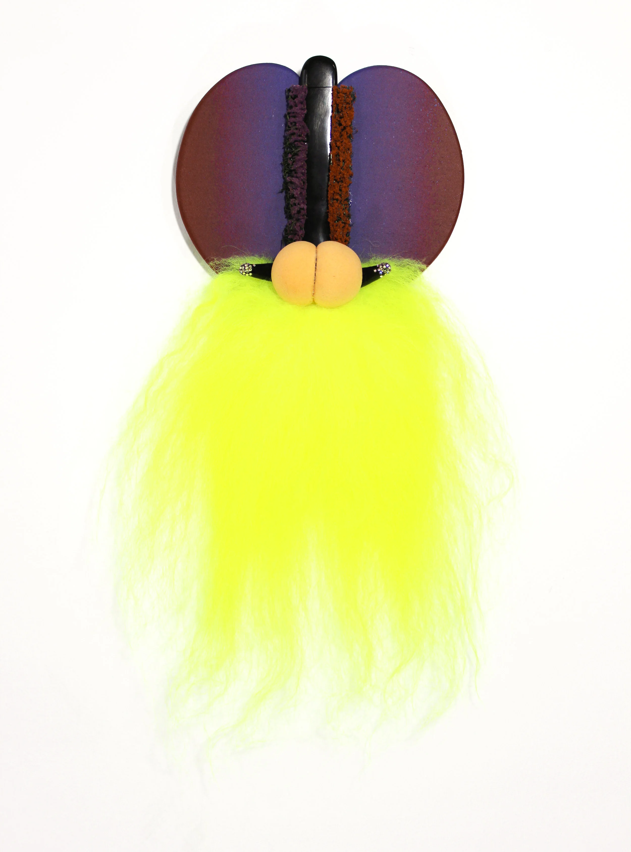Rachel Fischer, Splayed Fruit, 2014, wood, goat hair, found objects, lead crystal