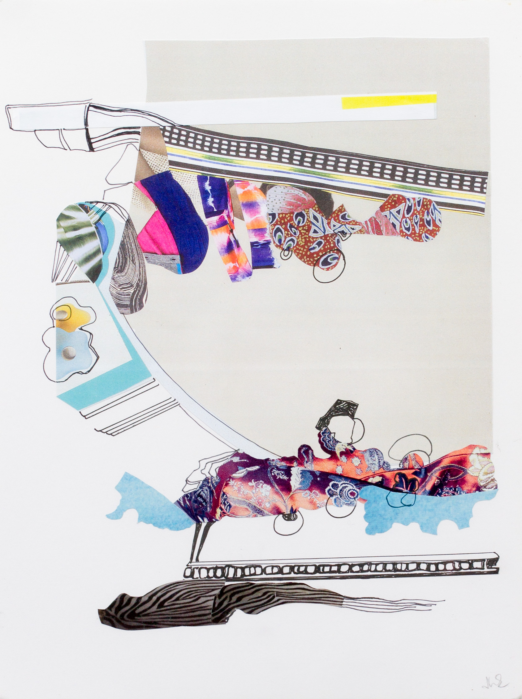 Landing, collage and ink on paper, 2016