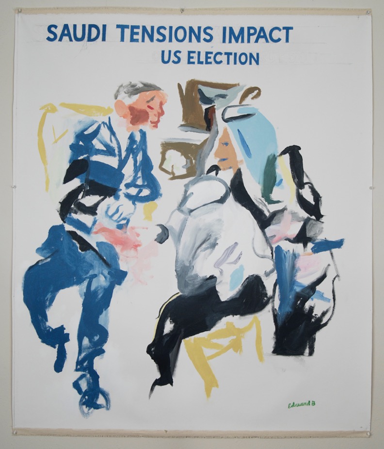Saudi Tensions, 2015, acrylic on unstretched canvas