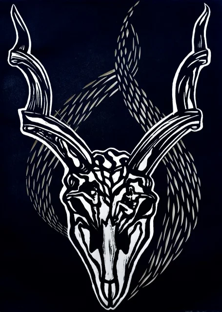 "Dancing For Rain I", 11" x 15", Linocut, Hand-cut Paper