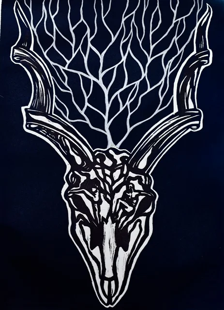 "Dancing For Rain II", 11" x 15", Linocut, Hand-finished