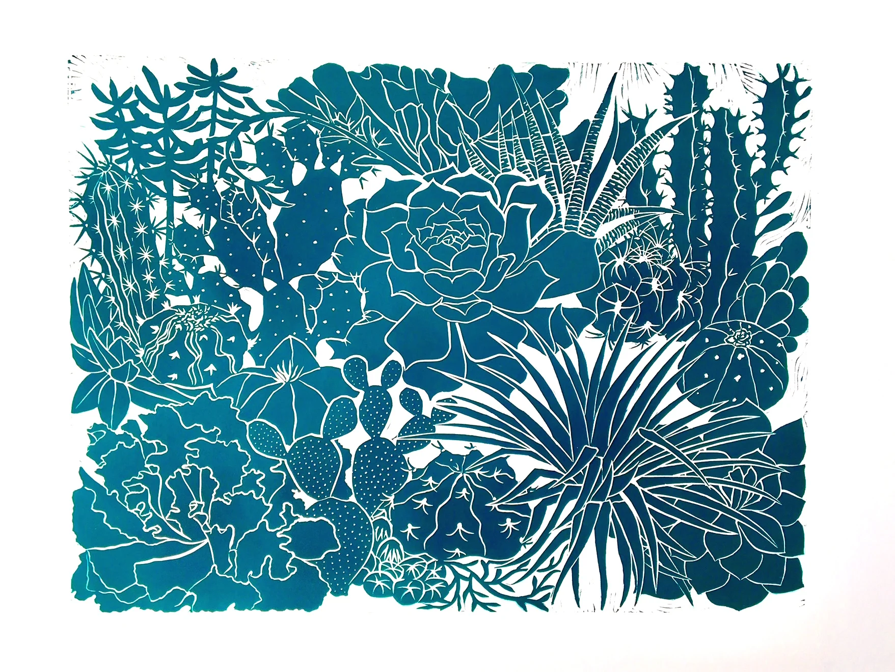 "Winter Jungle", 22" x 30", Linocut 