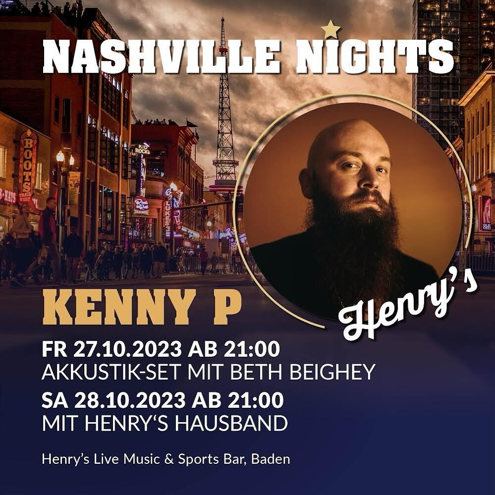Come on out for a taste of Nashville this weekend at @henrys_baden! Tonight @kennypcleveland and I will be taking all your requests acoustic style, and tomorrow he will be rocking with our amazing house band! See you there! 

#NashvilleNights #KennyP