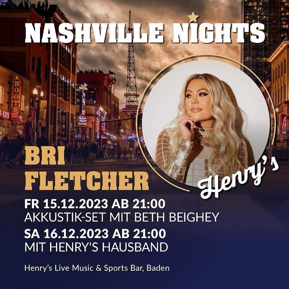 Another dose of Nashville this weekend starting TONIGHT! From Texas to Tennessee come on out to @henrys_baden and listen to the sweet melodies of @brifletcher! 

#nashvillenights #brifletcher #bethbeighey #concert #livemusic #live #liveshow #acoustic