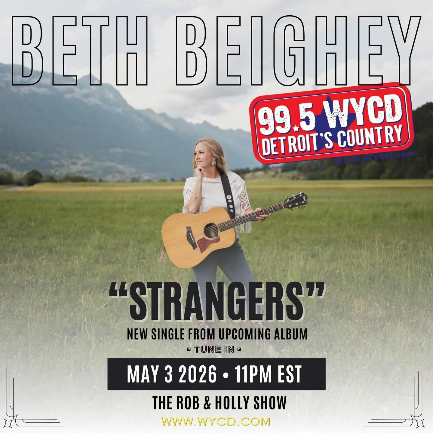I grew up in Roseville, Michigan listening to @995wycd and this means so much to not only me, but a ton of people who have continued to support my music through the years. Thanks @robstoneradio for featuring #Strangers on the @robandhollyshow! Y&rsqu