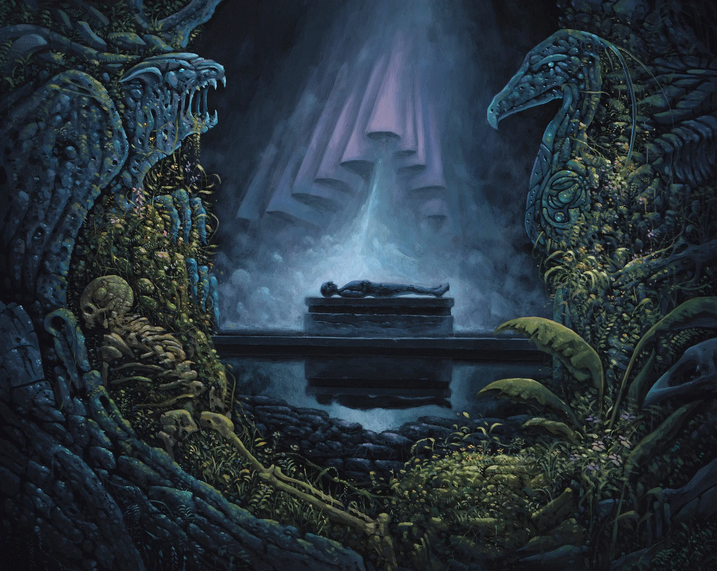 Body at Rest Upon Excarnation Altar Among the Beasts of Dream