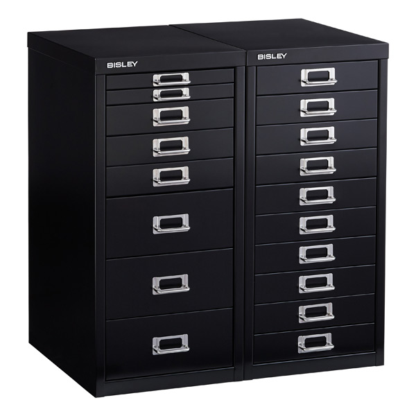 Bisley Black 8- & 10-Drawer Collection Cabinets