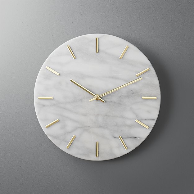 Carlo Marble and Brass Wall Clock