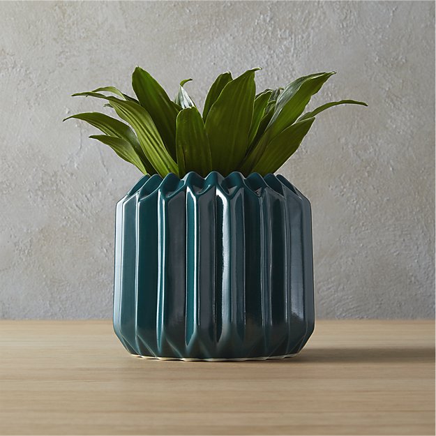 Accordion Teal Vase-Planter