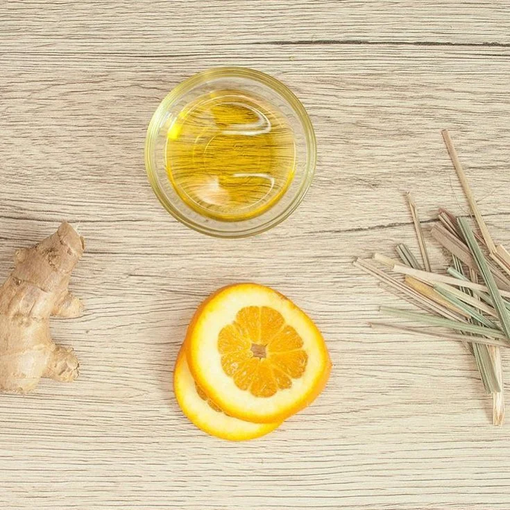 Olive oil and orange slices