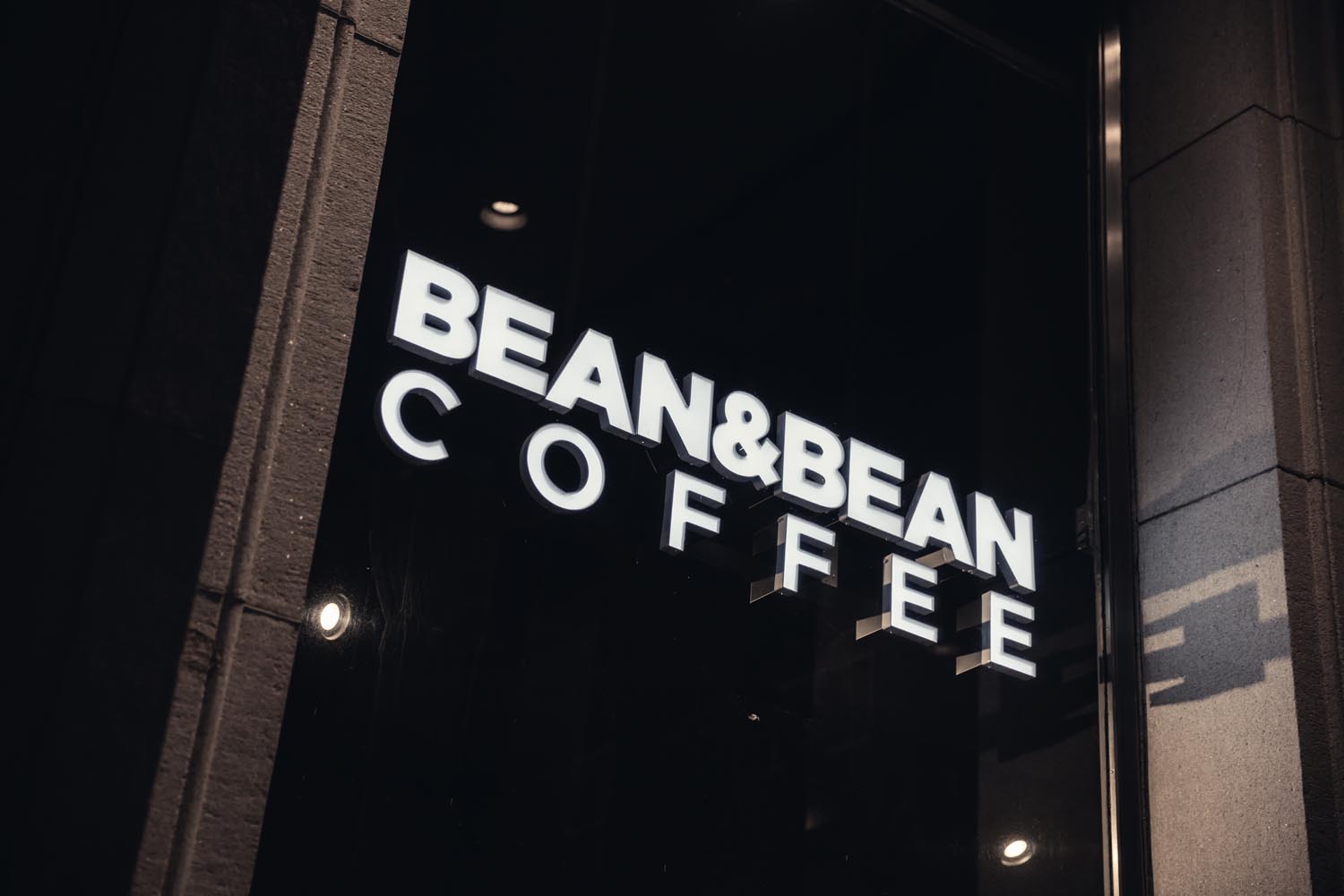 Window sign at Bean & Bean Coffee