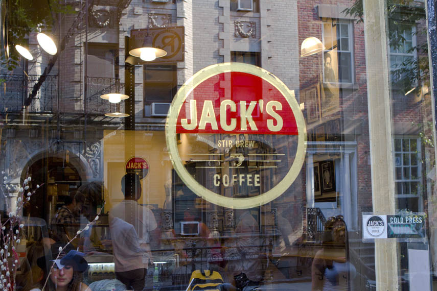 Exterior window of Jack's Coffee shop