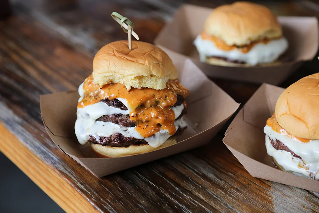 Slider burgers at Pig Beach