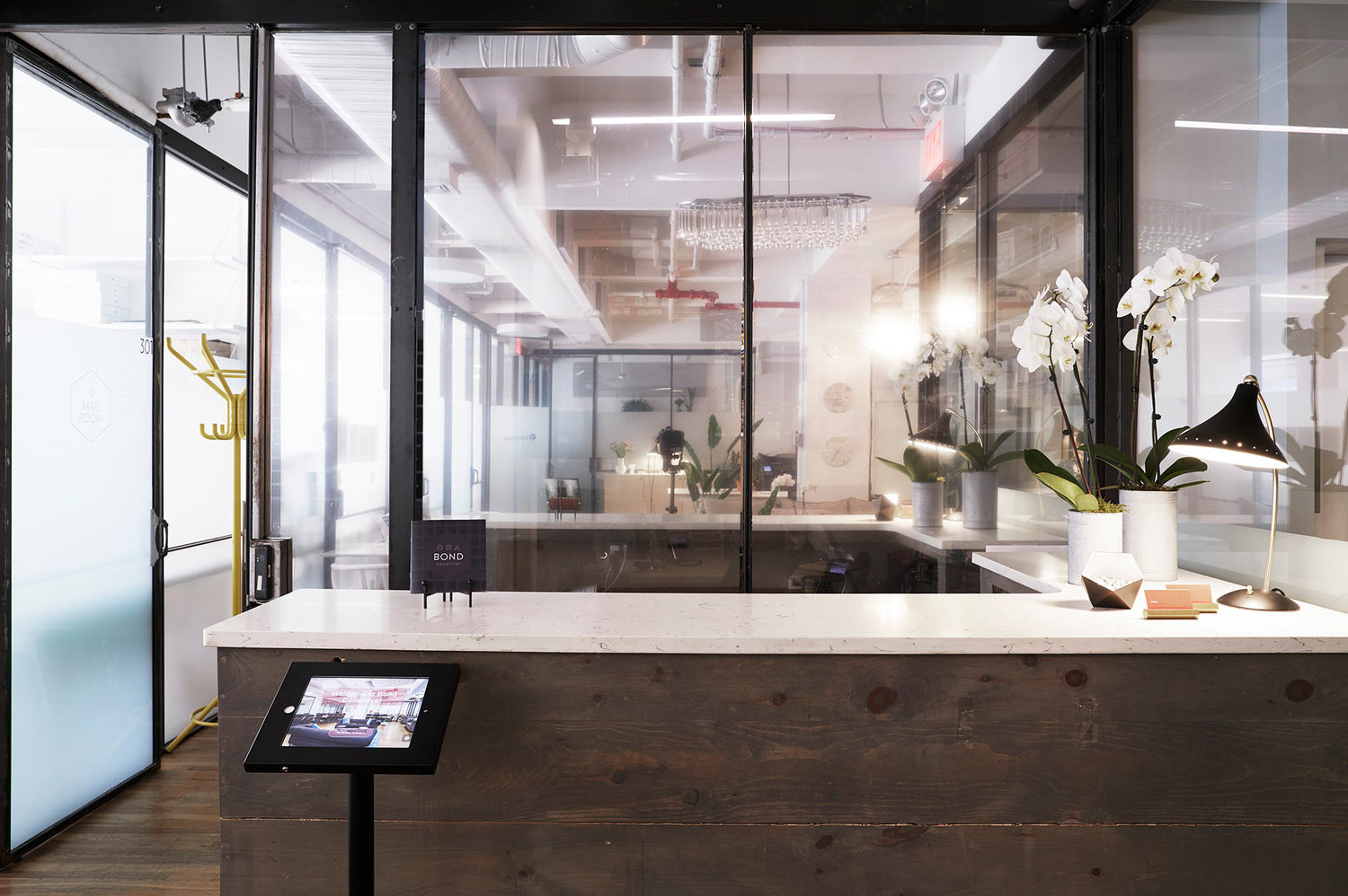 entry area of bond collective shared coworking and open office plan spaces