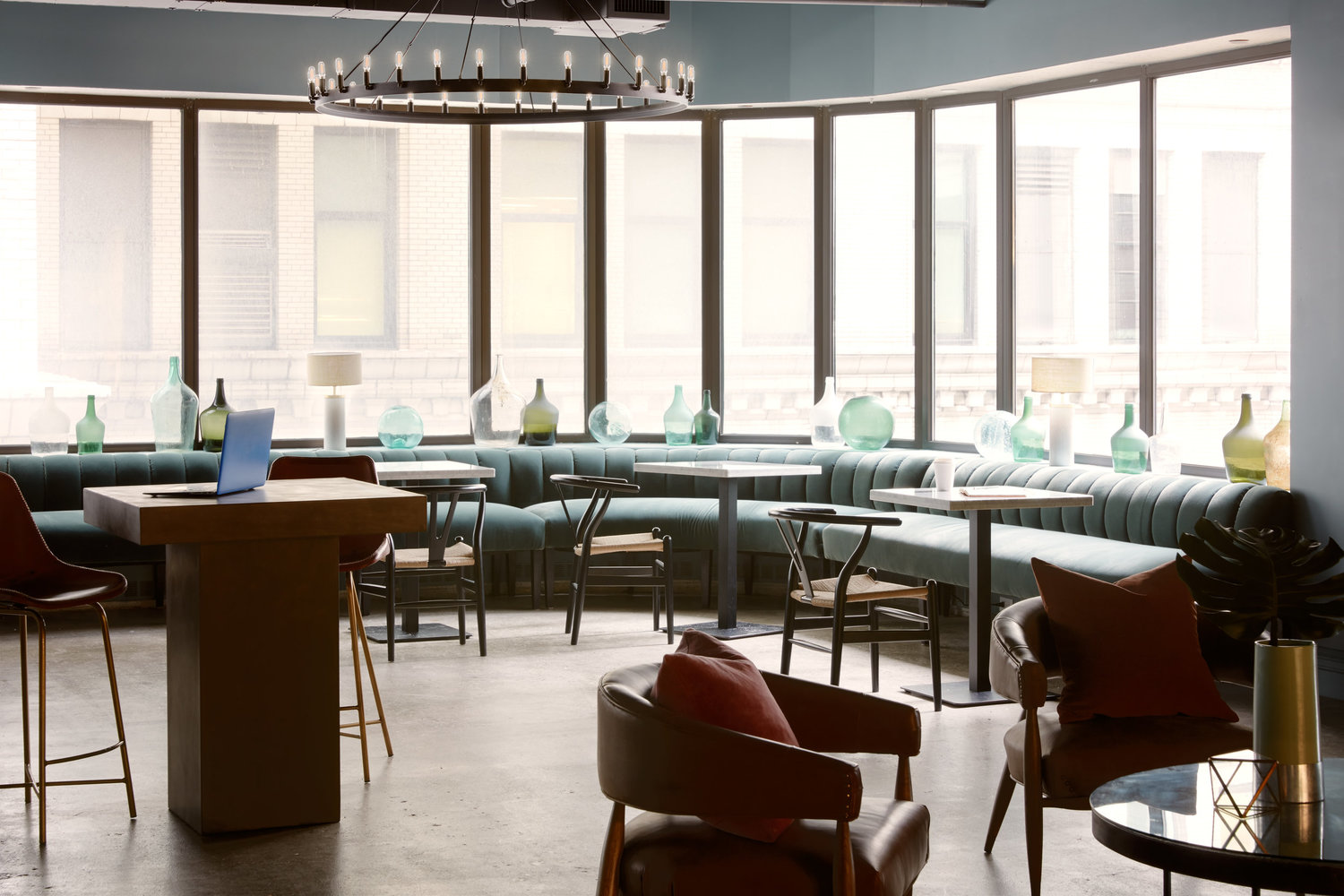 coworking space with open desks and chairs