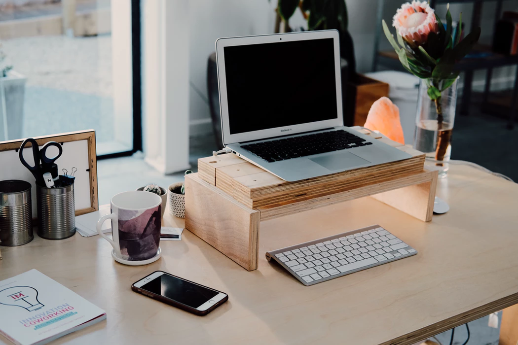 office with static standing desk