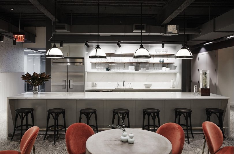 Shared kitchen in a collaborative workspace