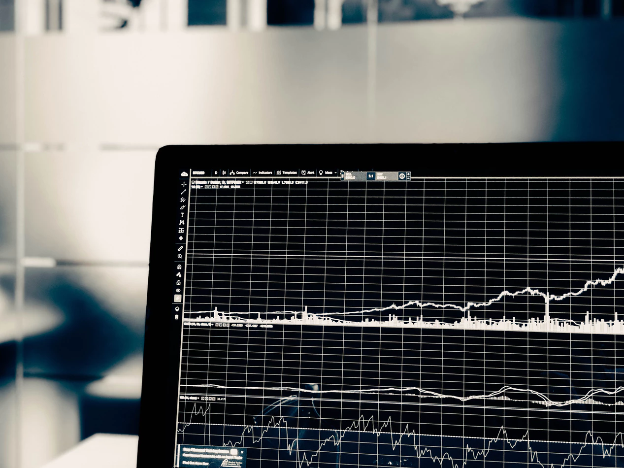 Computer screen with graph of market Research For Startups