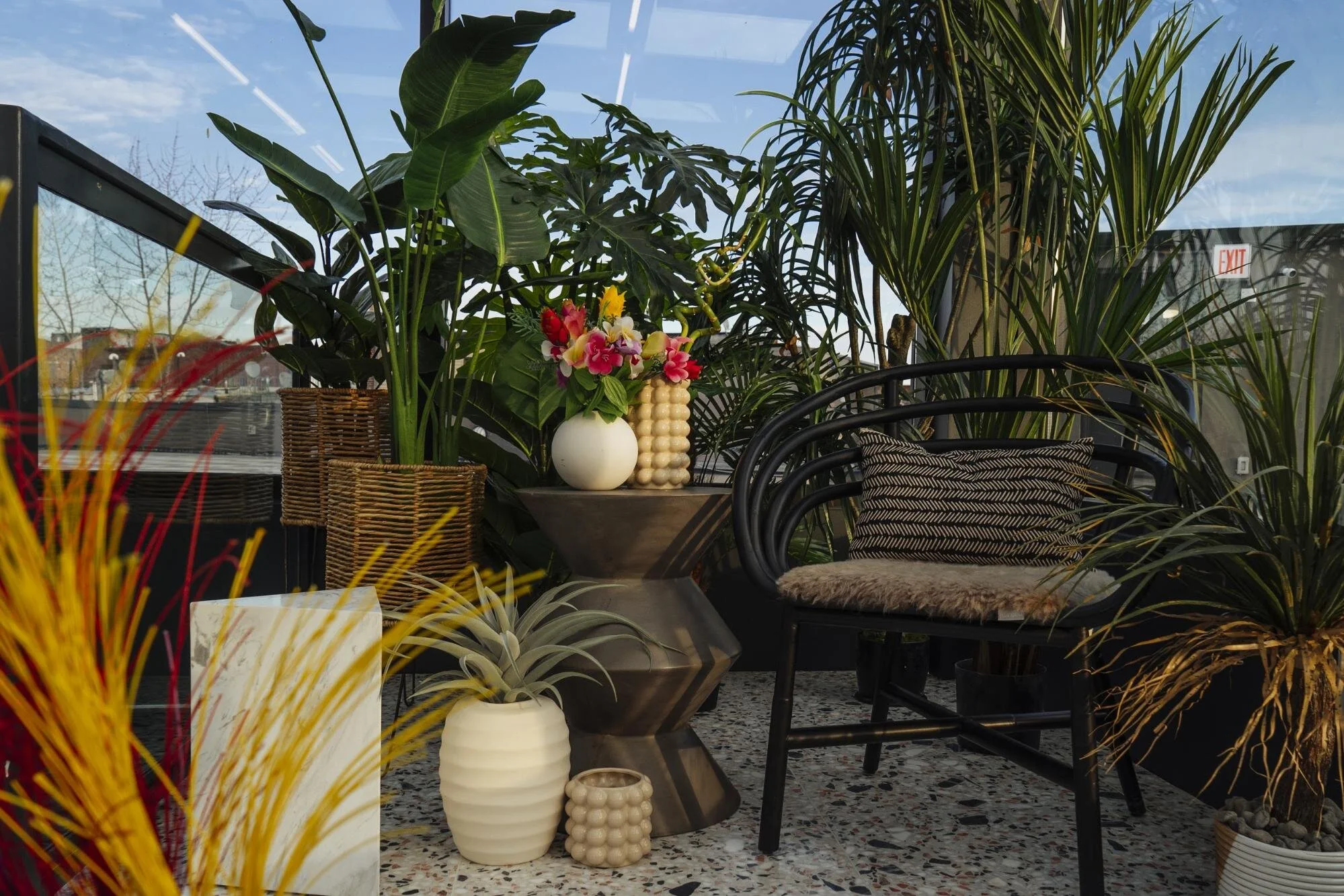 home office decorated with plants