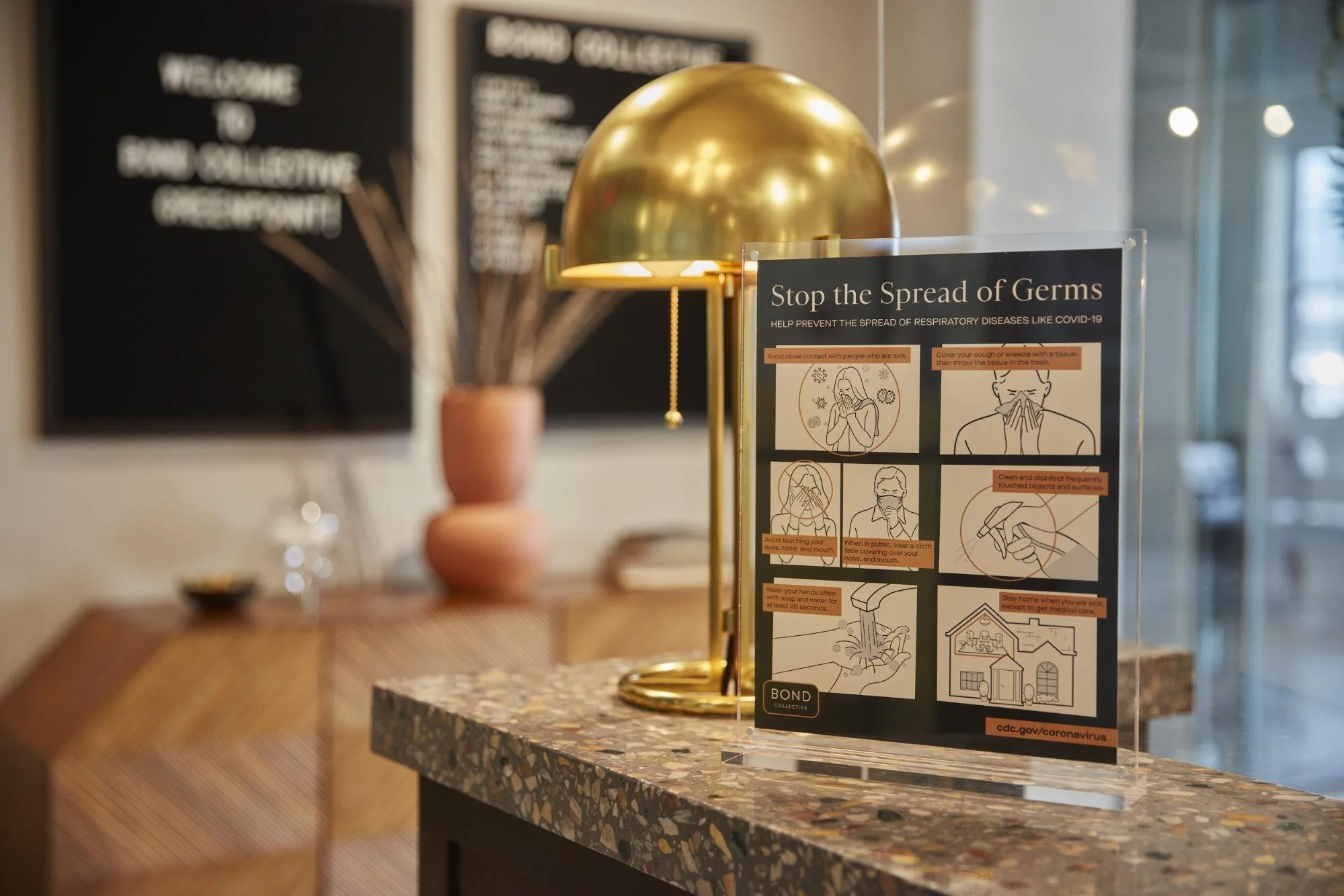 Stop the Spread of Germs sign for a clean and healthy office environment