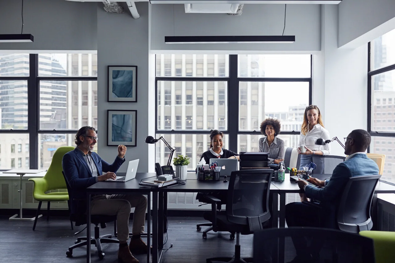 Employees in office having a meeting