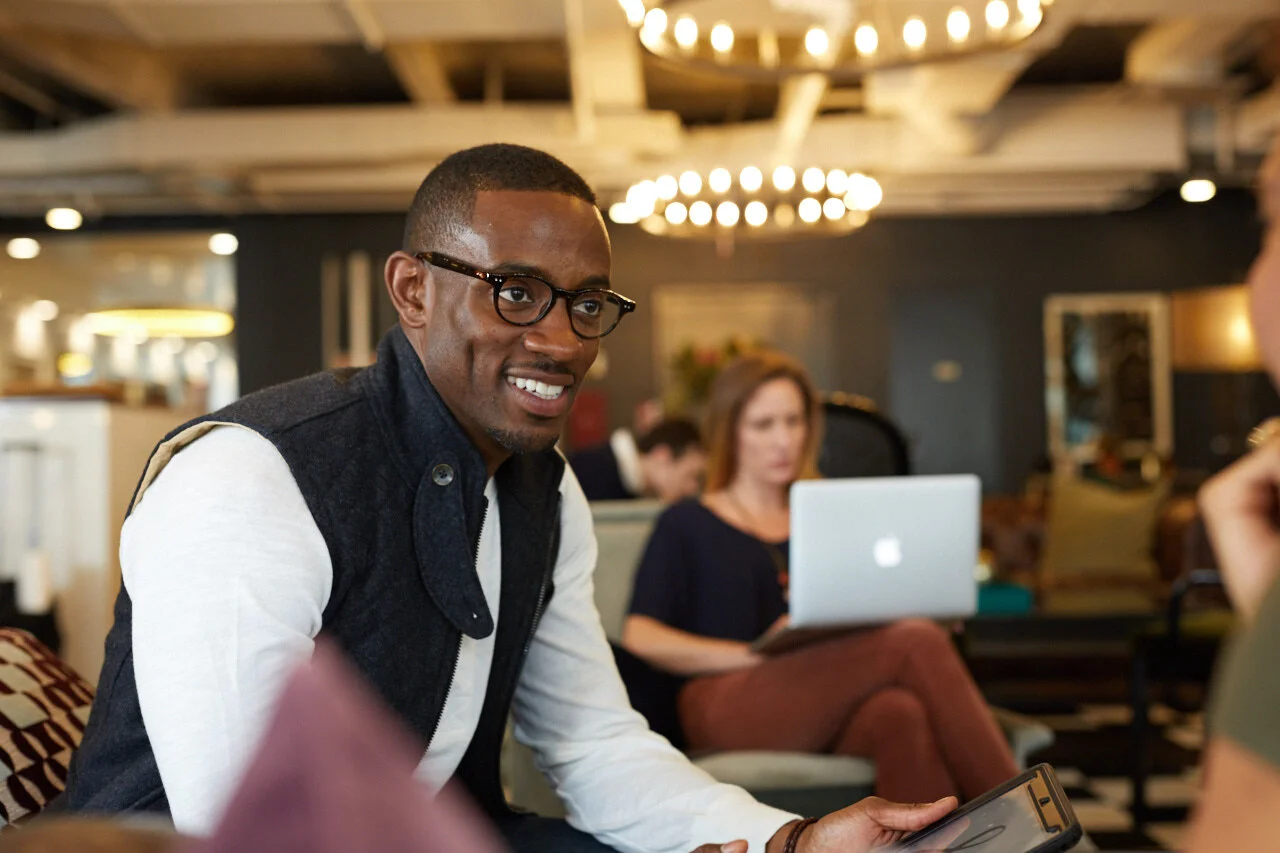 Man in coworking space