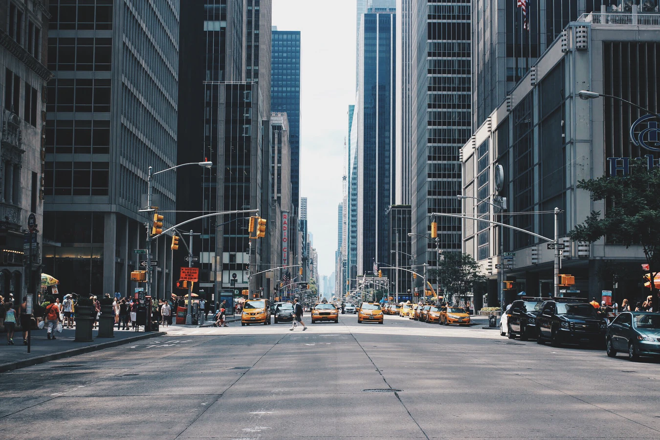 Downtown busy city street