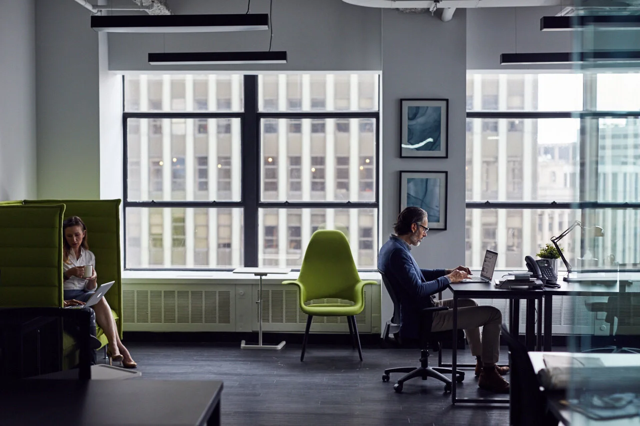 Man working in coworking space