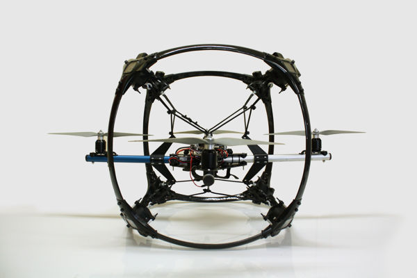 Espheric C8 holds eight gopro session cameras on a rigid frame around vibration-dampened airframe.