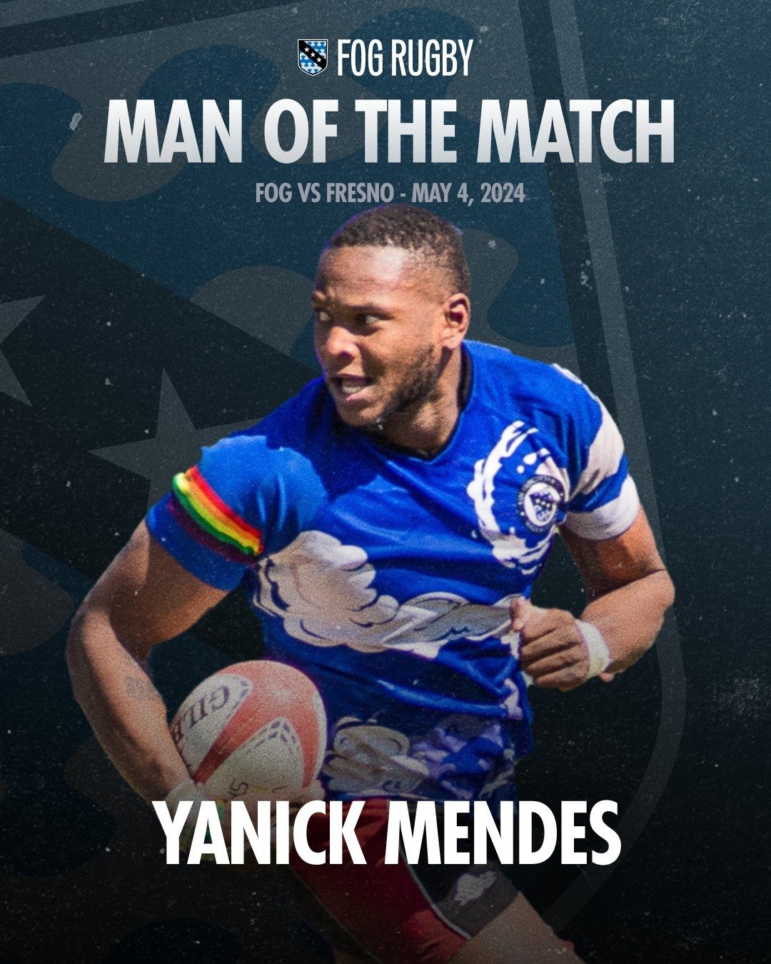 Shoutout to @_yanickvarela, our man of the match last weekend in Fresno! It was a hell of a match, but it ends with a loss. Congrats to Fresno as they head up against Marin for the NCRFU D3 Tom Casey Cup Final! And we'll see everyone in Rome for Bing