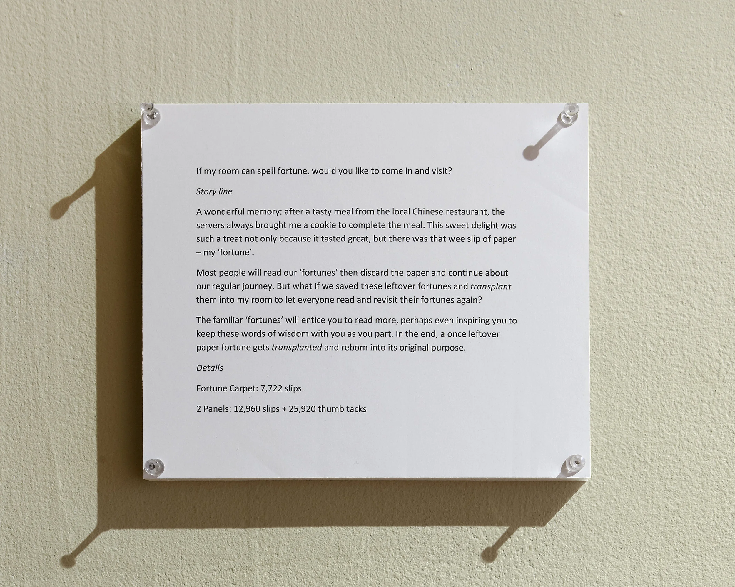 Come Up To My Room 2017 (room 205) _ Fortune Room _Installation