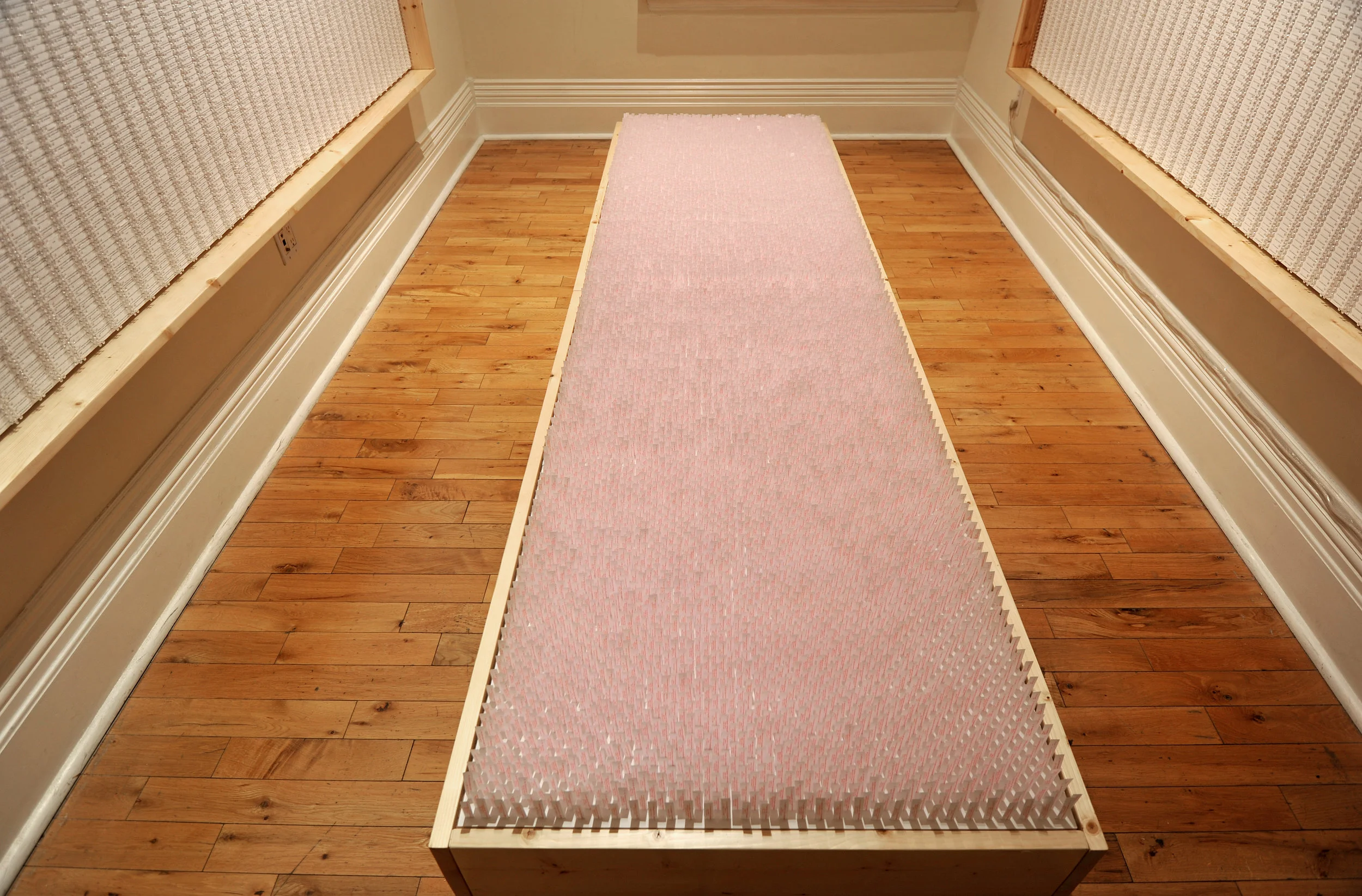 Fortune carpet_ 7722 pieces of actual 'left behind' fortune cookie slips from restaurants into 3 'x 10' wood frame