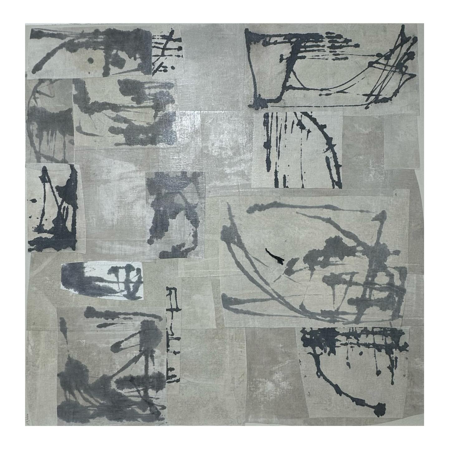 &lsquo;ON SCRIPT&rsquo;-49x49 hand dyed linen collage on canvas, framed in natural wood.
#jennifergibbsart
#collagemyworld