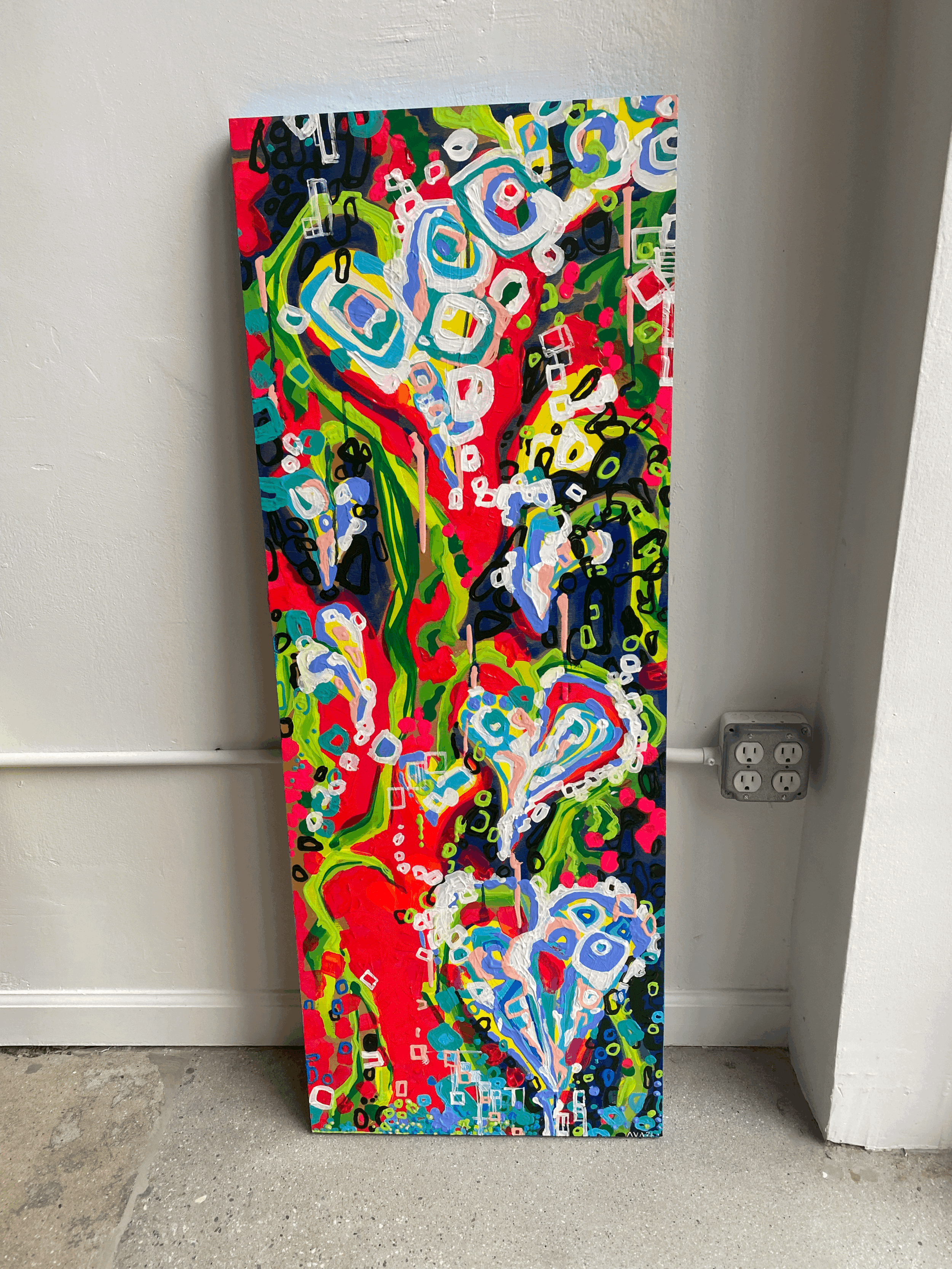  thin love    acrylic on birch box    1’x3.5’    2019-2021     