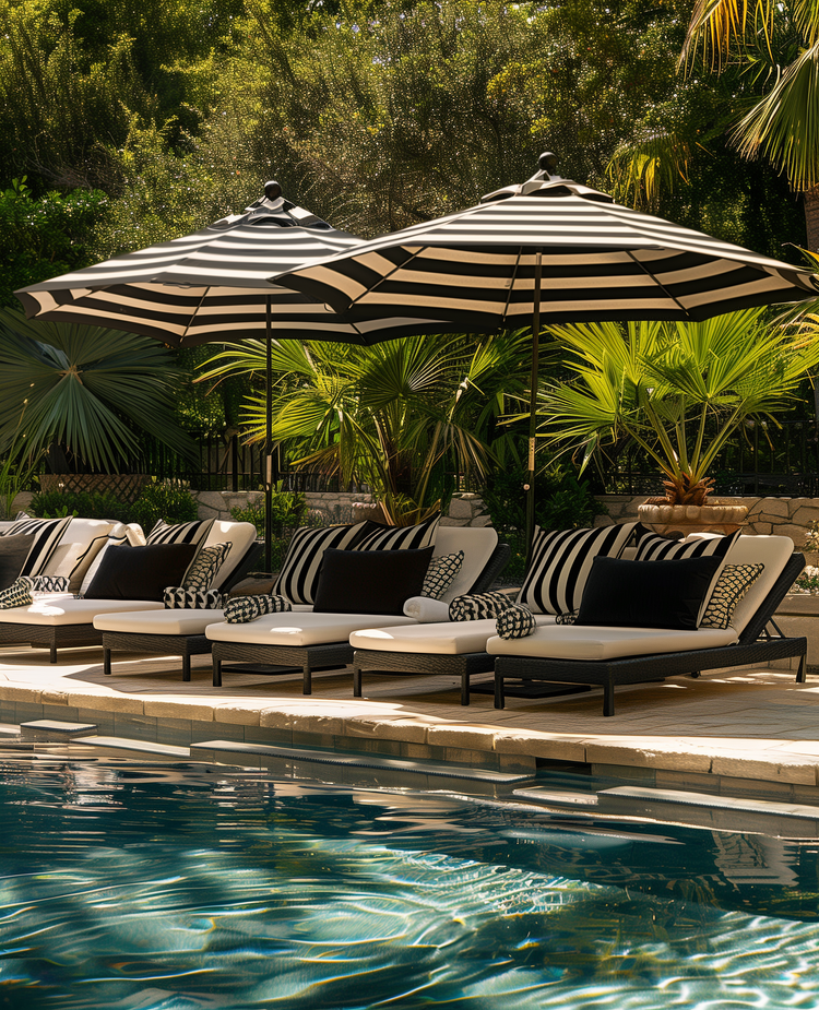 ajeen01__black_and_white_striped_umbrellas_outdoor_loungers_wit_a4e3ad50-a201-4006-9868-0161d04c0397.webp