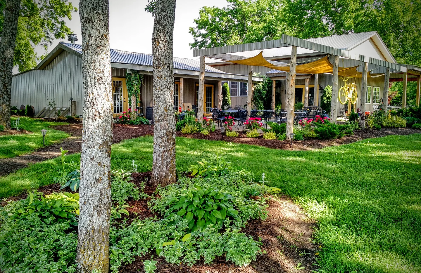 Lush foliage and flowers
