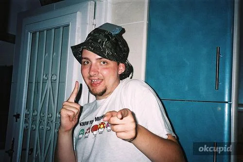 OKCupid User: LegBraceJake 22 / M / Straight / Single Hazlet, New Jersey
My self-summary they call me leg brace jake because my legs don’t work well
What I’m doing with my life funemployed/livin large
I’m really good at gaming, walking (haha), egg dying (year-round activity), eating weird stuff (try me), partys
The first things people usually notice about me broke as shit, walks weird, smokes crack, fun to be around, tie dye shirts, bloody knuckles, hollering
Favorite books, movies, shows, music, and food books/movies - spawn, private parts, watchmen, porns
shows - south park, attitude era wwf/ecw, jackass
muzik - korn, incubus (the early stuff), static-x, deadsy, deftones, orgy, puddmudd, stone soul, filter, bury your dead, slipknot, system of a down, five finger death punch, h-blockx, psychopathic family, owl city, dntel, feist
food - kfc, taco bell, l.j. silvers, the hut, buttfuckers (fuddrukers)
The six things I could never do without 1 paintball gun for shooting at animals 2 porn unless i meet a nice girl 3 humer/laughing 4 grilled stuft burrito 5 break.com 6 my mom’s love 7 salvia 8 fuckfear drinkbeer
I spend a lot of time thinking about black people/white people, marvel/dc, life, maggots/juggalos
On a typical Friday night I am burning shit, elbowfighting in the rite aid parking lot, looking at cars in the rite aid parking lot, gaming
The most private thing I’m willing to admit im a mama’s boy
I’m looking for • Girls who like guys • Ages 18-19 • Near me • For long-term dating, short-term dating, activity partners, long-distance penpals, casual sex
You should message me if you think that we might be a good couple and you think im handsome or interesting
i have a girlfriend but i am tired of her