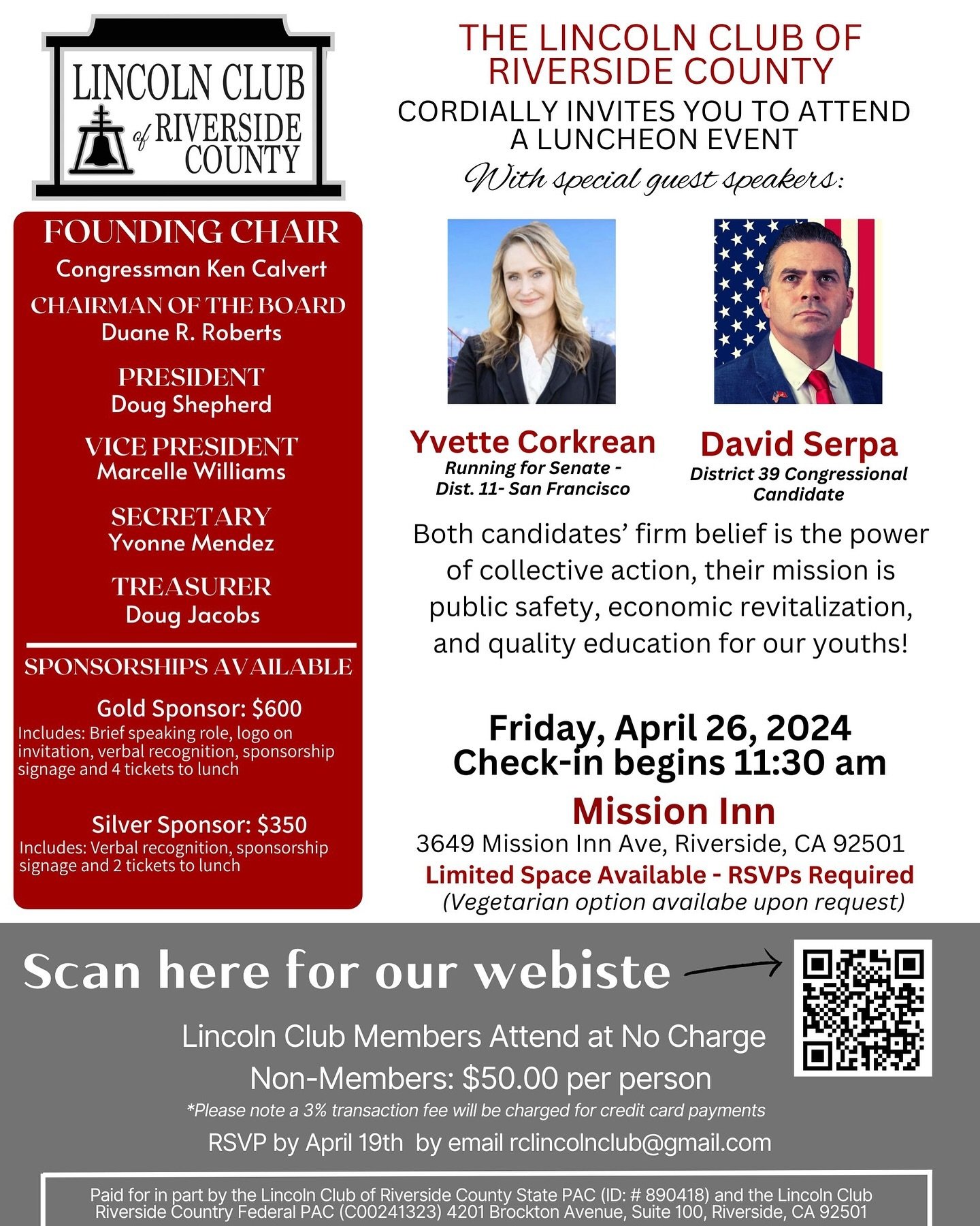 Join us on April 26th. RSVP by emailing relincolnclub@gmail.com.