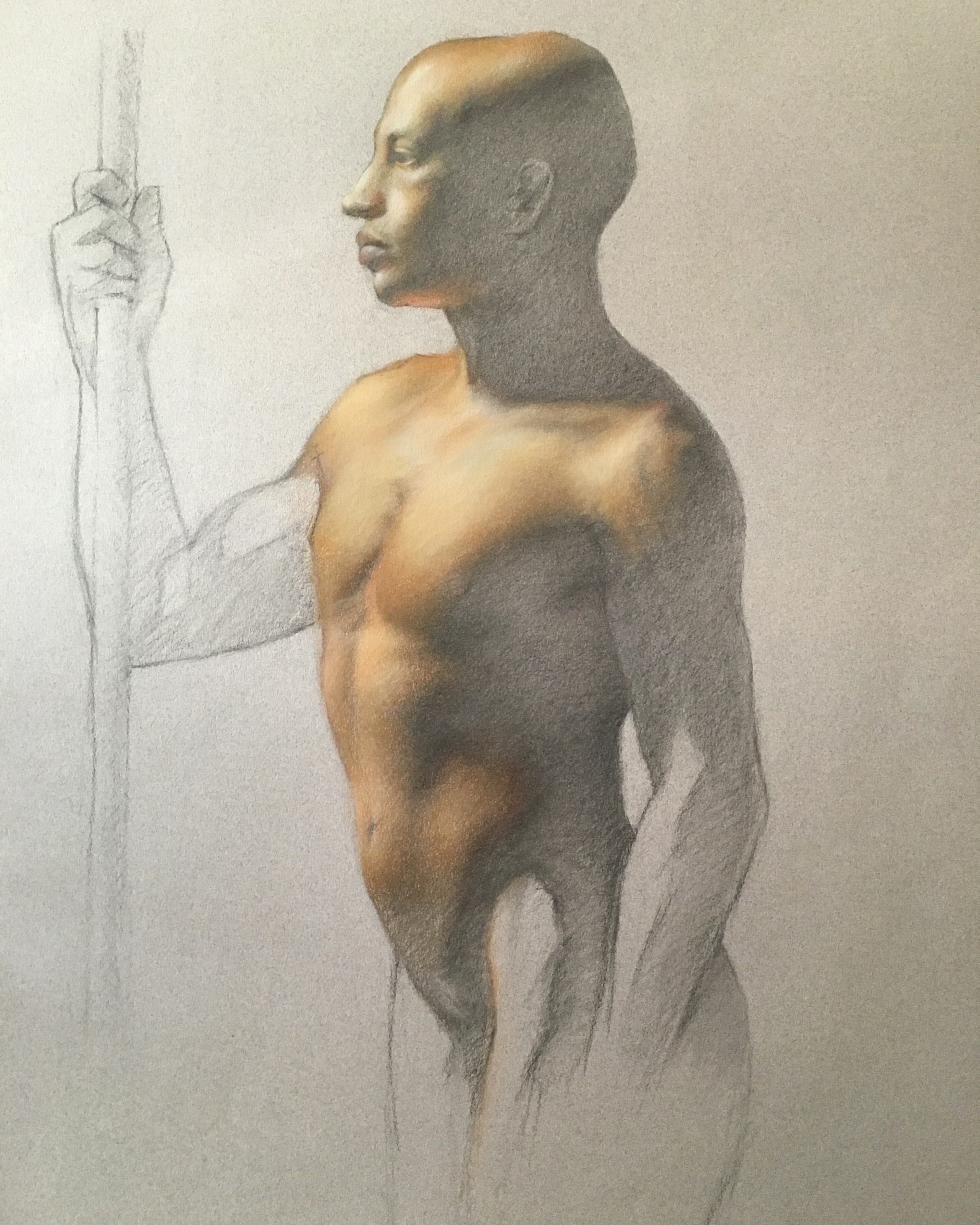 Seneca , 2016, charcoal and pastel pencil on toned paper, 19 x 25 in. Private collection. 