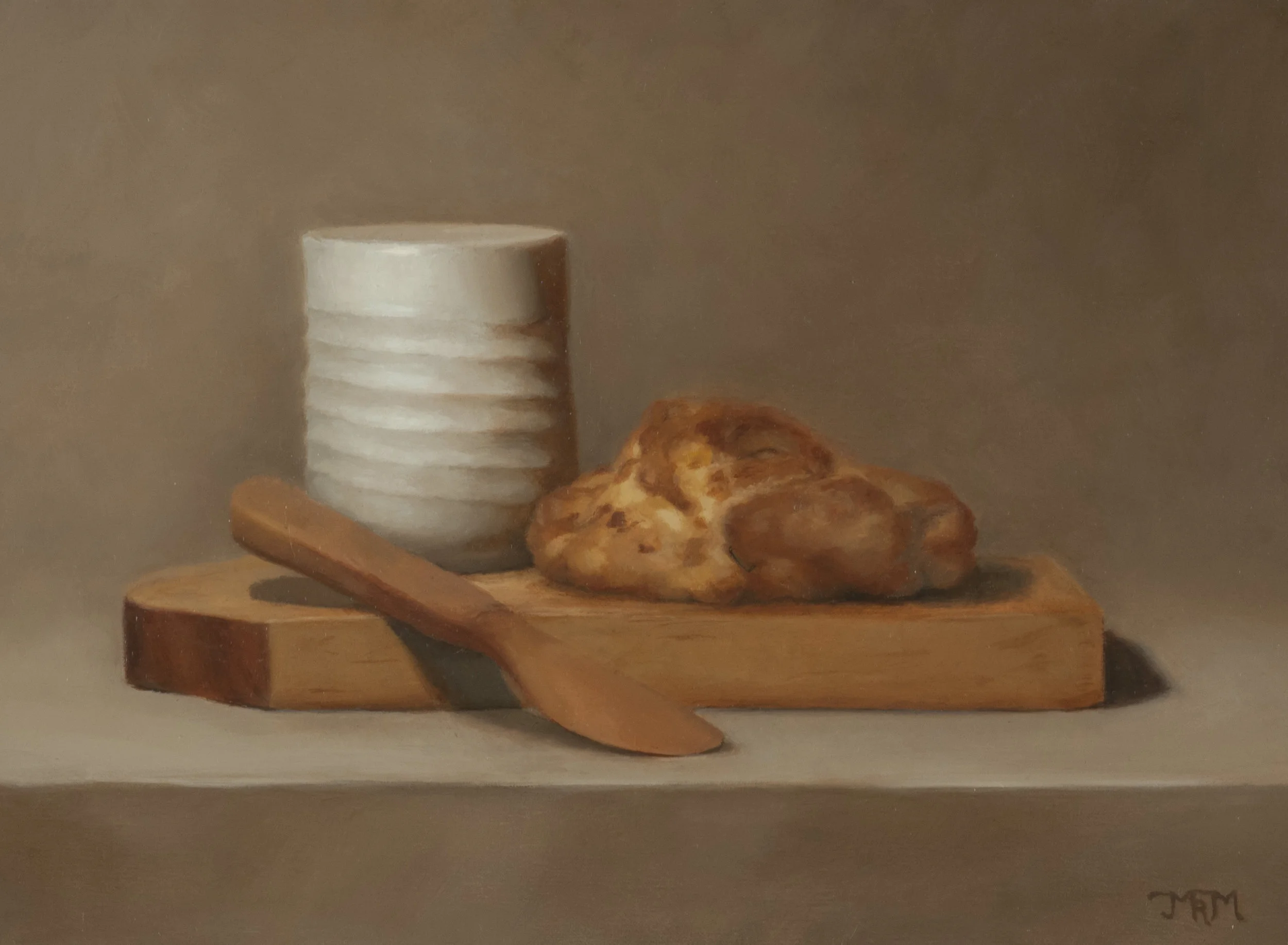 Cup and Scone, 2016, oil on canvas, 11 x 14 in. Private collection.